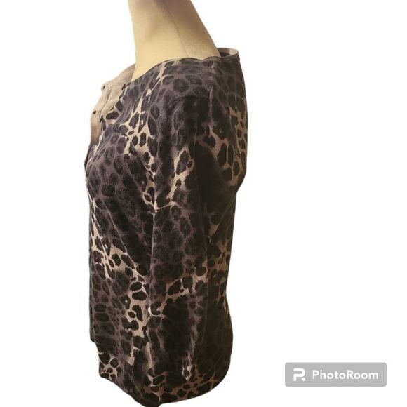 Allison Brittney Multicolor Animal Print Top Size M - Picture 3 of 6